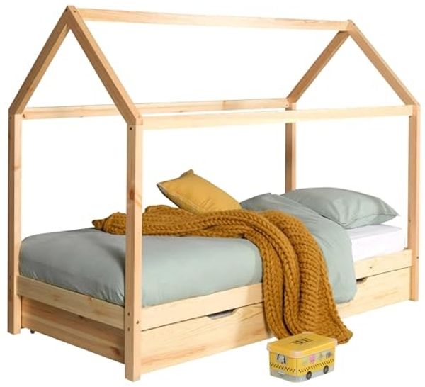 Vipack 'Dallas 2' Hausbett 90x200 cm Liegefläche inkl Bettschublade, natur