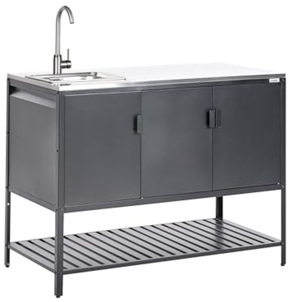 Outdoor-Küchenschrank mit Spüle MAENZA Schwarz Metall