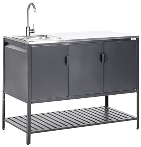 Outdoor-Küchenschrank mit Spüle MAENZA Metall Schwarz