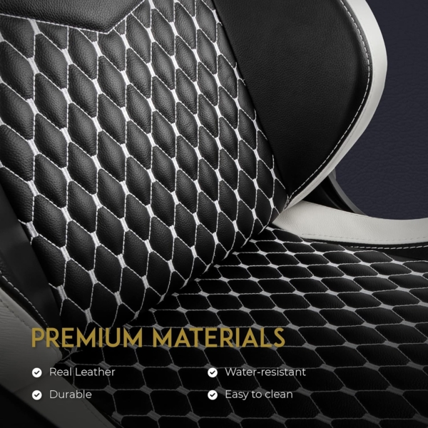 noblechairs Epic Gaming Stuhl - Bürostuhl - Schreibtischstuhl - Echtleder - Inklusive Kissen - Schwarz/Weiß/Rot Bild 4