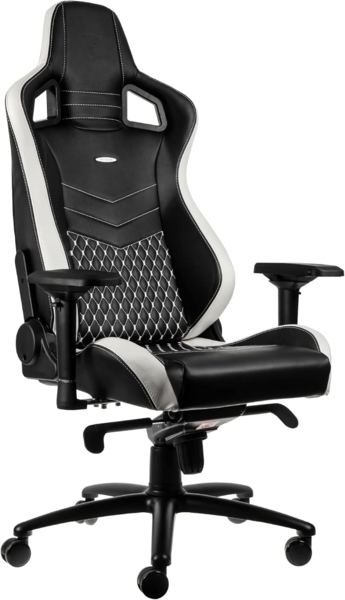 noblechairs Epic Gaming Stuhl - Bürostuhl - Schreibtischstuhl - Echtleder - Inklusive Kissen - Schwarz/Weiß/Rot Bild 1
