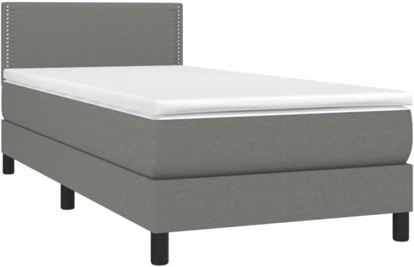 vidaXL Boxspringbett mit Matratze Dunkelgrau 100x200 cm Stoff 3139954