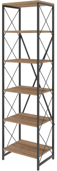 Dmora - Yildun Bücherregal, Büroregal, Bücherregal, Bibliothek, 50 x 30 x 180 cm, Eiche und Schwarz Bild 7