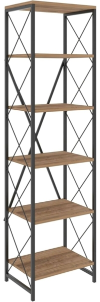 Dmora - Yildun Bücherregal, Büroregal, Bücherregal, Bibliothek, 50 x 30 x 180 cm, Eiche und Schwarz Bild 6