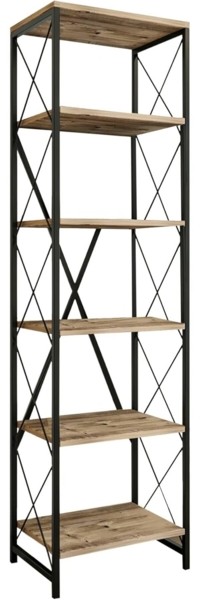 Dmora - Yildun Bücherregal, Büroregal, Bücherregal, Bibliothek, 50 x 30 x 180 cm, Eiche und Schwarz Bild 5