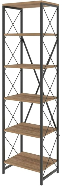 Dmora - Yildun Bücherregal, Büroregal, Bücherregal, Bibliothek, 50 x 30 x 180 cm, Eiche und Schwarz Bild 3