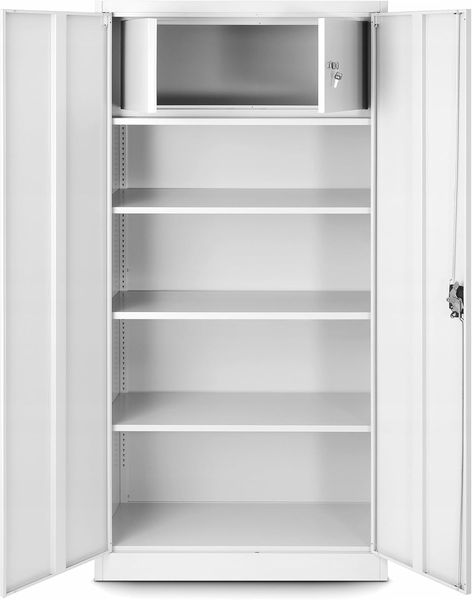 Jan Nowak by Domator24 Aktenschrank mit Geheimfach C001D Metallschrank Büroschrank Stahlblech Pulverbeschichtung 185 x 90 x 45 cm (weiß/weiß)