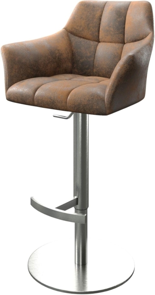 Delife Barstuhl Yulo-Flex Drehfuß höhenverstellbar Metall	, Braun, Microvelours, Silber