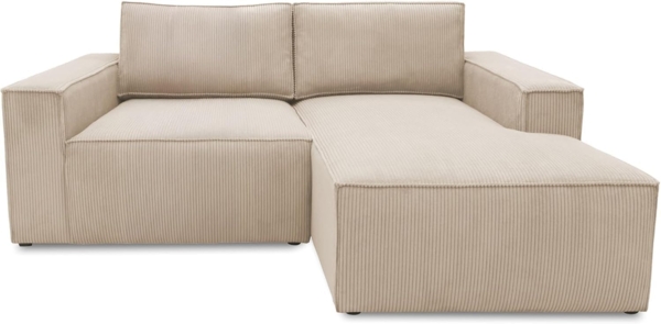 DOMO. collection Ecksofa 800 021, kleine Couch in L-Form mit Cordstoff, Modulsofa mit Taschenfederkern, Sofa, Polsterecke, Eckcouch 198 x 172 x 85 cm (BxTxH), creme