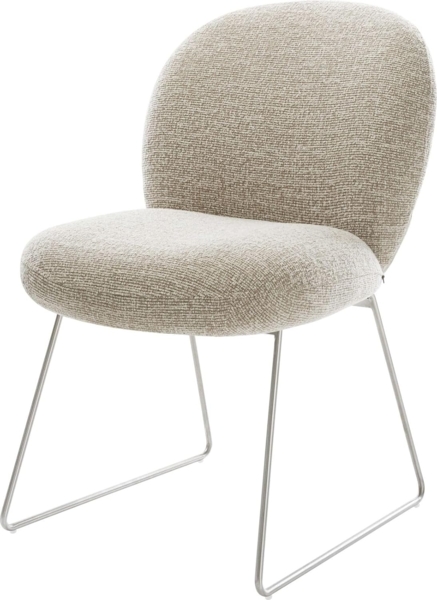 Esszimmerstuhl Nube-Flex Webstoff Soft Beige Kufengestell Edelstahl Taschenfederkern