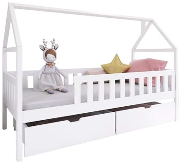 Kinderbett Darynka mit 2 Bettschubladen (Farbe: Weiß)