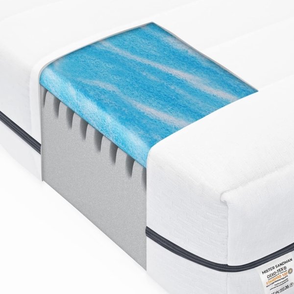 Mister Sandman Gelmatratze 90x200, hochwertige Matratze mit Gelauflage, Matratze mit Duo-Kern mit Premium Doppeltuch Bezug, Gelschaummatratze Bild 7
