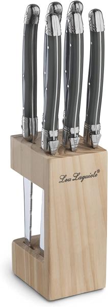 Lou Laguiole LAGUIOLE / TRADITION Steakmesser Set 6-teilig anthrazit hochglanzpoliert