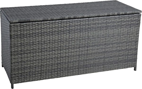 Polyrattan Auflagenbox Kissenbox Gartenbox 114cm Aufbewahrungsbox Anthrazit-Grau