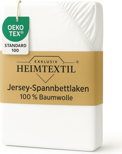 EXKLUSIV HEIMTEXTIL Marke Jersey Spannbettlaken 60 x 120 cm Weiss 100% Baumwolle Öko - Tex Zertifiziert Bed-Sheet Bettlaken Spannbetttuch Topper Leinentuch
