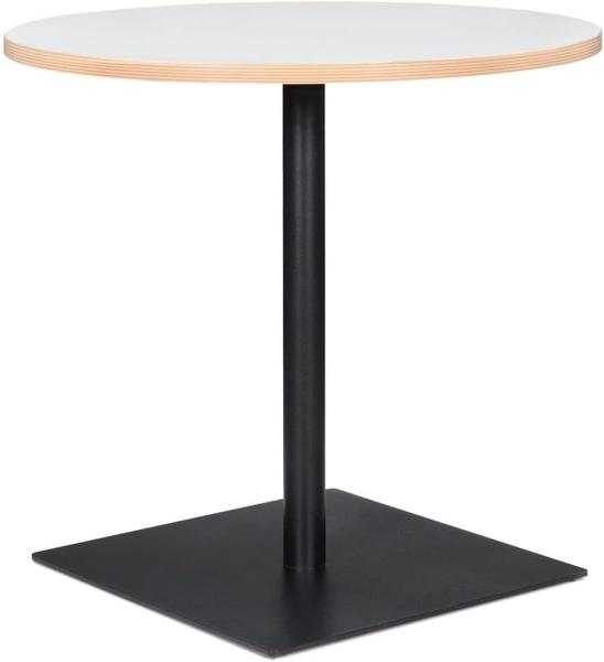 Kadima Design Esstisch, Rund, Ø 80 cm, Holz & Metall, Ideal für Gastronomie, Weiß-Schwarz