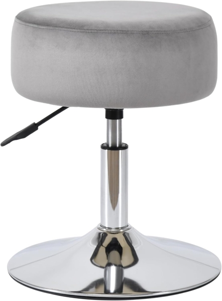Drehhocker Sitzhocker Hocker RUND höhenverstellbar drehbar aus Kunstleder Farbauswahl Duhome 428S, Farbe:Grau, Material:Samt