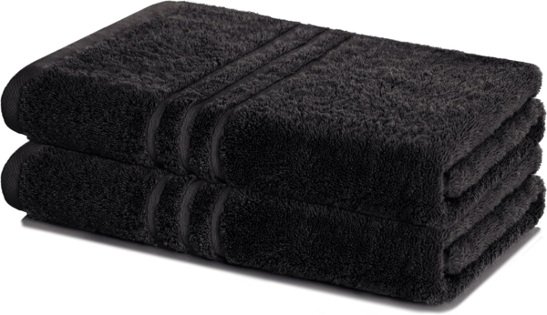 Lavea 2er Set Duschtuch 70x140 cm, Frottierserie Elena, Schwarz