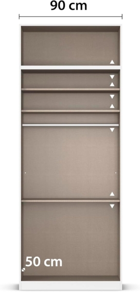 Rauch Möbel Lagoa, Kleiderschrank, Garderobe für Schlafzimmer, Kinderzimmer, Jugendzimmer 4-türig, mit Zubehör Classic, Farbe Grau metallic, Schwarz, Breite 91 Bild 8