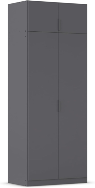 Rauch Möbel Lagoa, Kleiderschrank, Garderobe für Schlafzimmer, Kinderzimmer, Jugendzimmer 4-türig, mit Zubehör Classic, Farbe Grau metallic, Schwarz, Breite 91 Bild 1