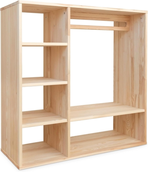 Ehrenkind Kinderkleiderschrank Montessori, Kiefer Natur, hochwertiges & robustes Holz (Kinderregal, Garderobenschrank) Kleiderschrank Kinderzimmer, Kindergarderobe
