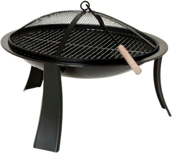 Feuerschale mit Deckel gegen Funkenflug, Stahl, schwarz