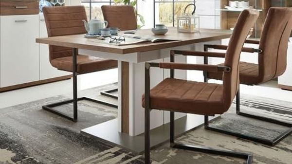 Esstisch LIGHT LINE 2 weiß matt Lack Eiche Auszug 160-205