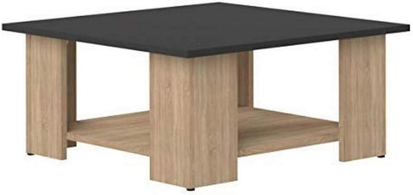 Temahome Couchtisch Square 67x67 cm, Eiche und Schwarz, 67 x 67 x 30,5 cm (BxTxH)