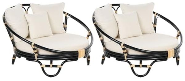 2er Set Sonneninsel Rattan Schwarz ROSSANO