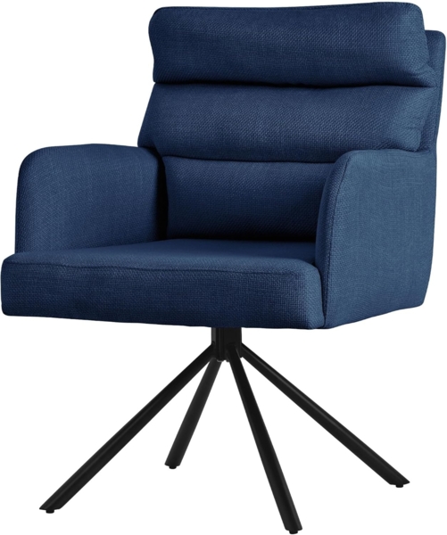 ML-DESIGN Polsterstuhl Esszimmerstühle mit Rücken- & Armlehne moderne Design Küchenstühle (1 St), Armlehnstuhl Dunkelblau aus Polyester 180° Drehbar ergonomische Sessel