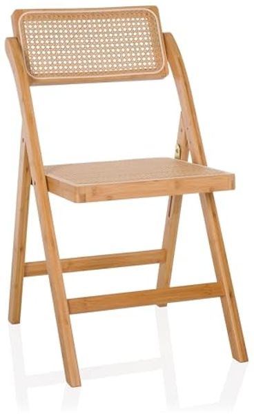 hjh LIVING Klappstuhl Klappstuhl TUDELA BAMBOO Bambus, Rattan, Stuhl klappbar aus Bambus mit Wiener Geflecht, Holzklappstuhl