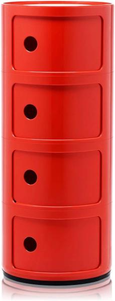 Kartell Componibili, 4 Elements, Rot, Runde Basis