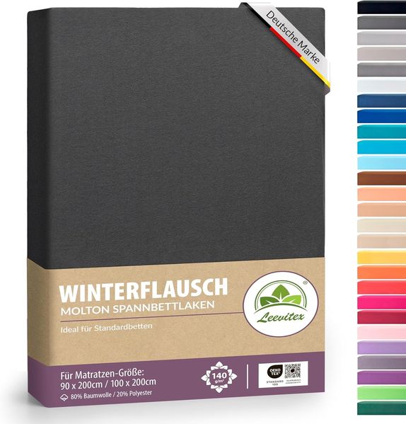 leevitex® Spannbettlaken für kalte Nächte – angenehm weich, passgenau, farbstark & pflegeleicht, Gummizug: Rundum