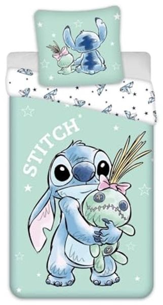 Jerry Fabrics Bettwäsche Disney Stitch & Scrump - Wende-Bettwäsche-Set, 135x200 & 80x80, Baumwolle, 100% Baumwolle
