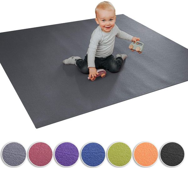 Wunschkind® Krabbelmatte | Krabbelunterlage | Made in Germany | Anti-Rutsch | Öko-Tex 100 | 180x200 cm Grau