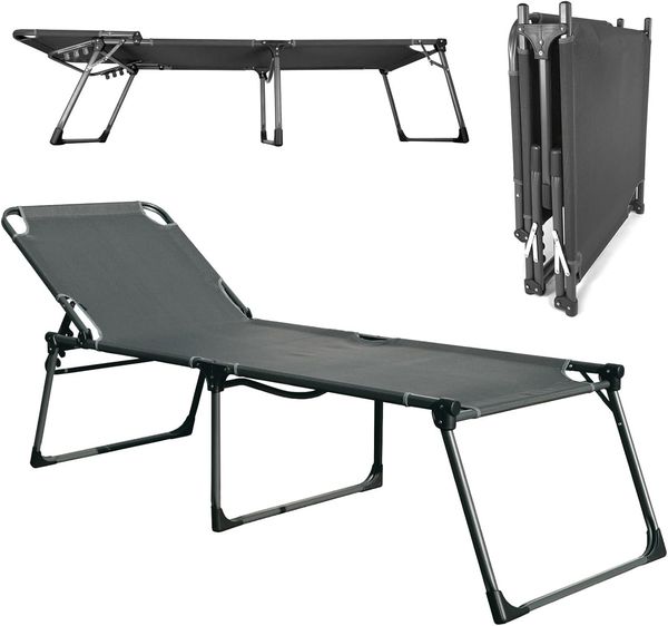 osoltus ALU Dreibeinliege XXL Sonnenliege hoch Pellworm 215x70x50 cm grau
