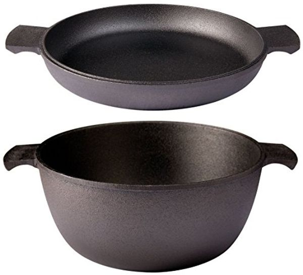 Skeppshult Grytstapel mit 2 Teilen - Bräter 4,5 Liter u. Bratpfanne 27 cm - Schwarz - 25 bis 28 cm