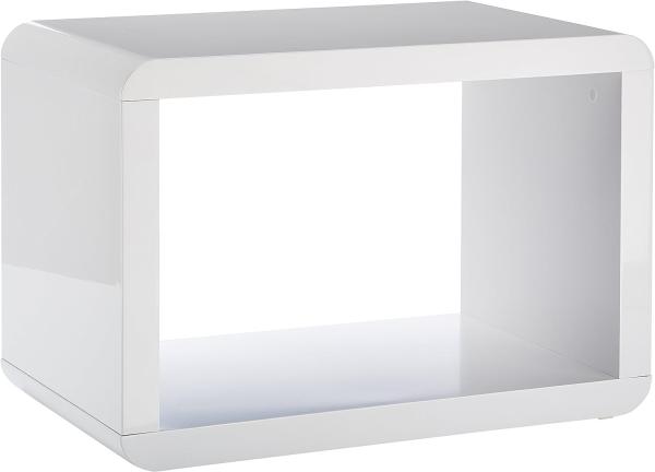 Atlanta - Beistelltisch, Couchtisch, Beisteller / 1x1 Cube mit abgerundeten Kanten, hochglanz weiss