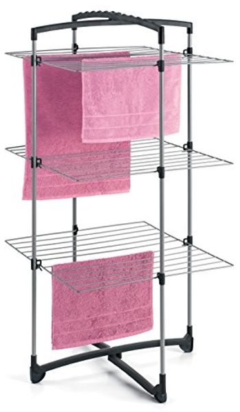 Metaltex Wäscheständer Fortino, 25 m, 3 Ebenen, zusammenklappbar, silberfarben