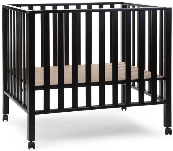 Childhome 'Pia' Laufgitter Buche Schwarz mit Rollen 75x95 cm
