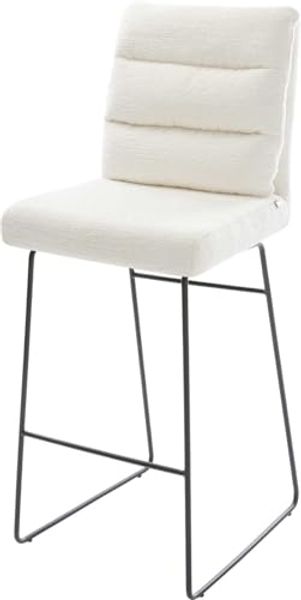 Barstuhl Pela-Flex Bouclé Soft Beige Kufengestell Metall Schwarz