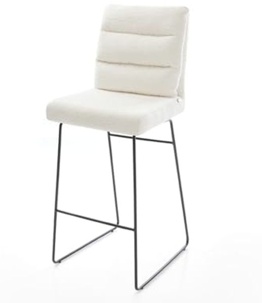 Barstuhl Pela-Flex Bouclé Soft Beige Kufengestell Metall Schwarz Bild 2