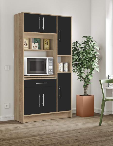 Vente-unique - Küchenbuffet Buffetschrank mit 5 Türen & 1 Schublade - Schwarz & Eichefarben - MADY