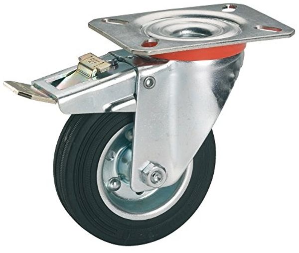 Lenkrolle mit Platte und Totalfeststeller 80 x 25 mm, Tragkr. 50 kg