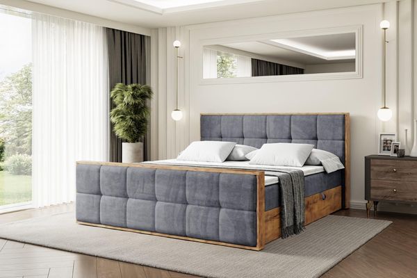 ALTDECOR Boxbett LOLLI7-Z (Multipocket-Matratze H4, H3 Matratze Bonellfederung, Topper, Kopfteil), Doppelbett mit Fußteil