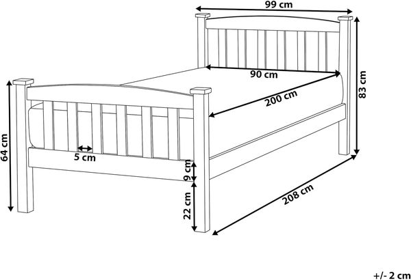 Holzbett weiß Lattenrost 90x200 cm GIVERNY Bild 3