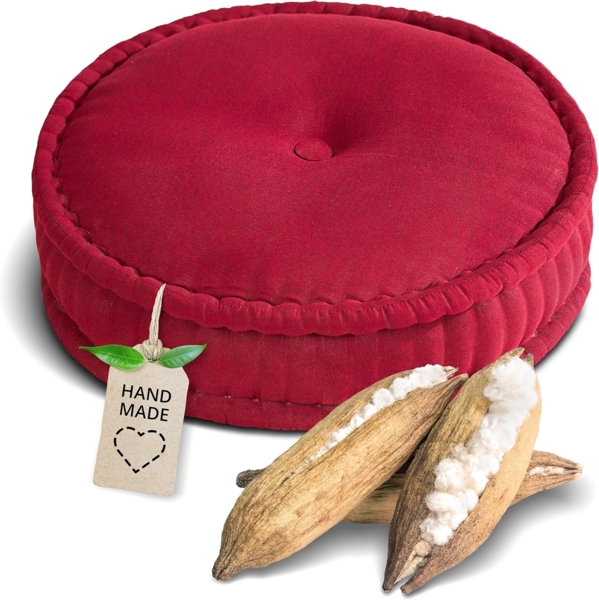 livasia Meditationskissen Zafukissen groß (Basic) vegan und handgefertigt, 46x14cm, Kapok
