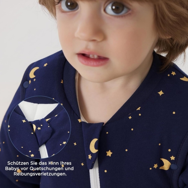 Duomiaomiao Baby Schlafsack mit Füßen 3.5 tog, winterschlafsack 100% Baumwolle Baby, Mädchen mit Schlafsack, Cartoon-Laub（der Mond die Sterne/65CM Bild 2
