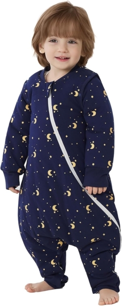 Duomiaomiao Baby Schlafsack mit Füßen 3.5 tog, winterschlafsack 100% Baumwolle Baby, Mädchen mit Schlafsack, Cartoon-Laub（der Mond die Sterne/65CM Bild 1