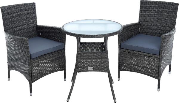 Polyrattan Gartenmöbel Set Gartenset Sitzgruppe Rattan Essgruppe Sessel Grau